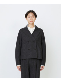 【LOISIR】エステルウールエターミンノーカラージャケット 詳細画像 ブラウン 7