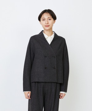 【LOISIR】エステルウールエターミンノーカラージャケット 詳細画像 ブラウン 1