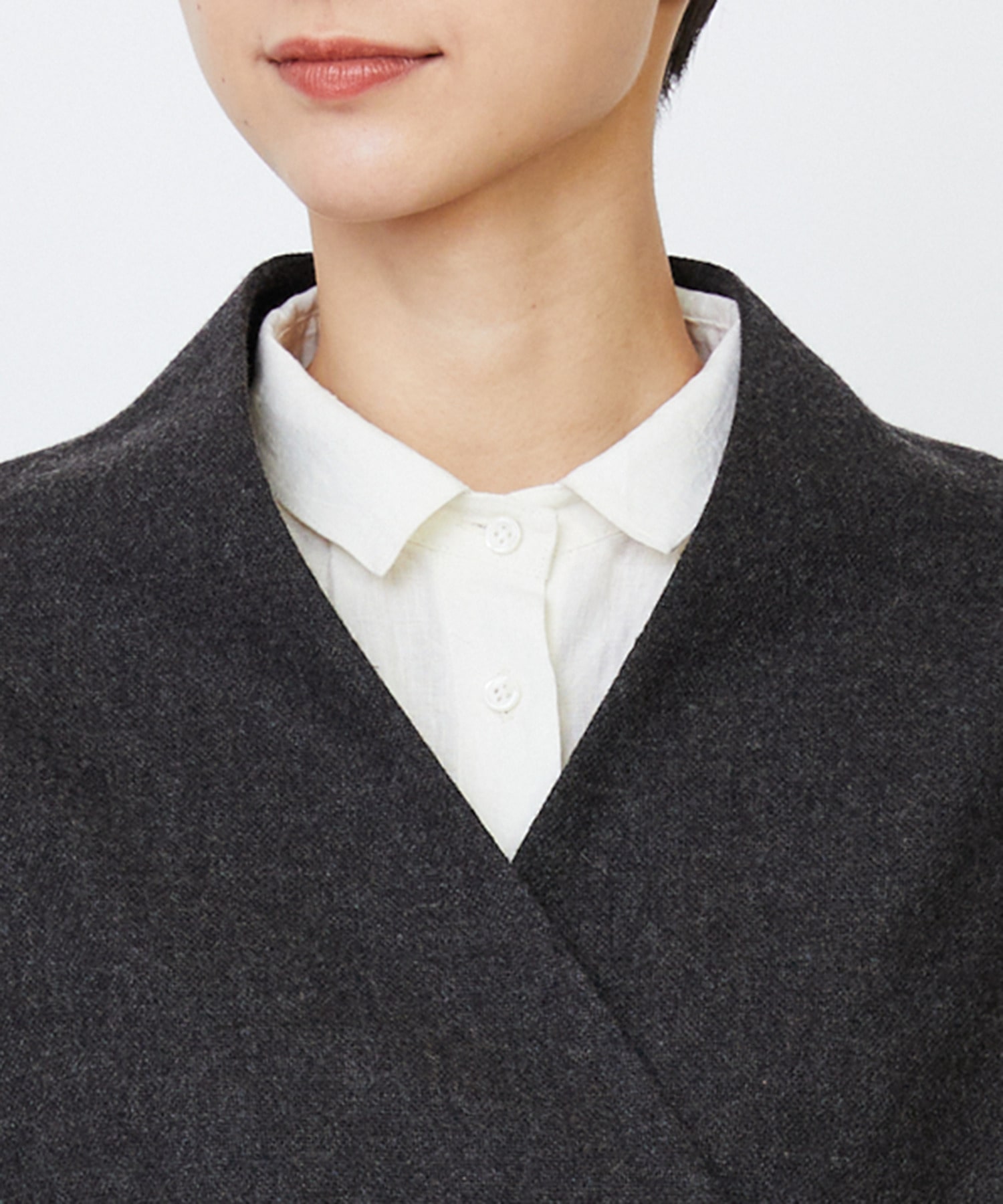 【LOISIR】エステルウールエターミンノーカラージャケット 詳細画像 ブラウン 10