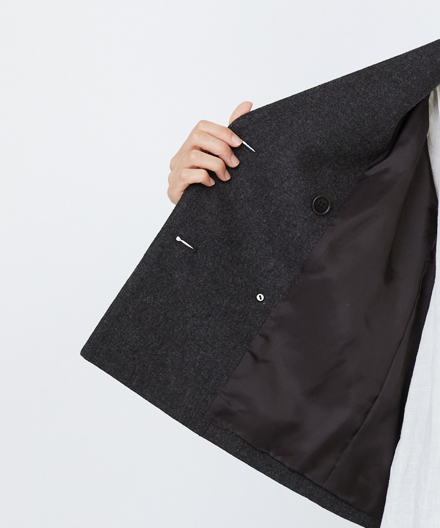 【LOISIR】エステルウールエターミンノーカラージャケット 詳細画像 ブラウン 14