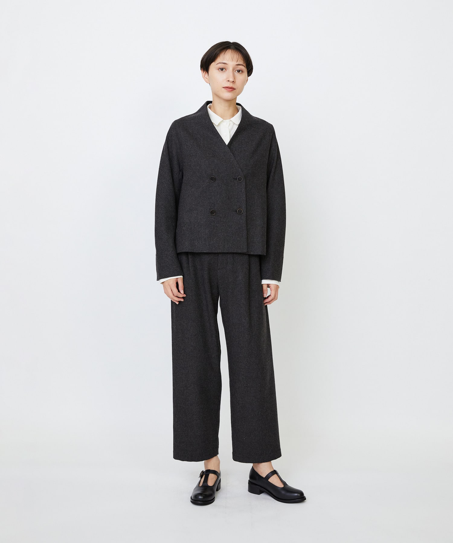 【LOISIR】エステルウールエターミンノーカラージャケット 詳細画像 ブラウン 3