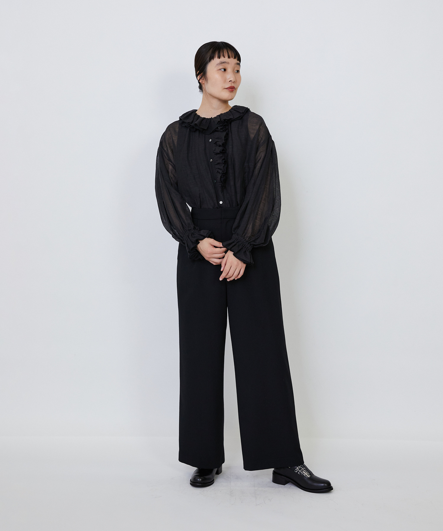 【LOISIR】｜2BUY10%OFF・3BUY20%OFF｜【MTサイズ有り】ギャバジンストレートパンツ 詳細画像 ブラック 13