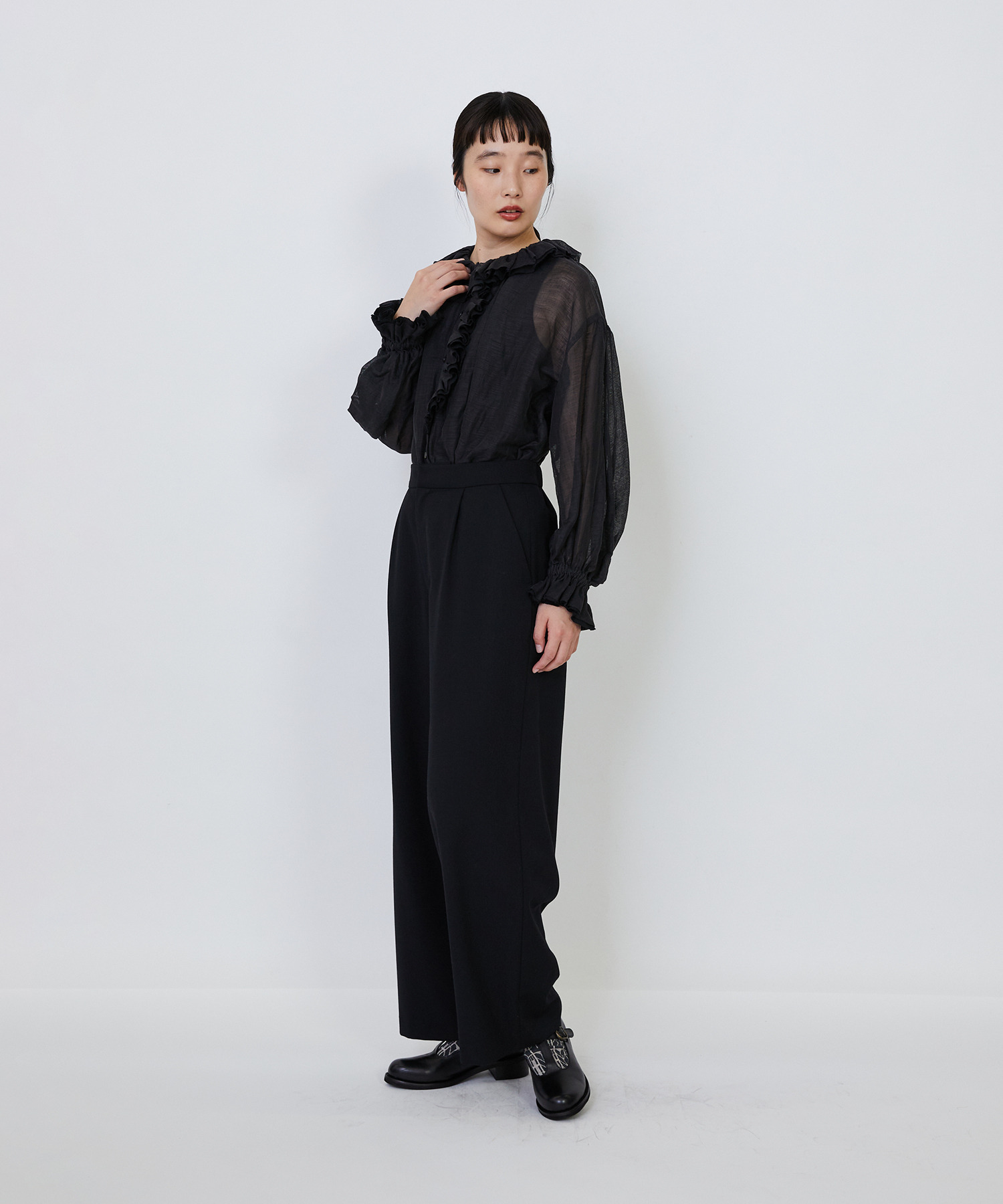 【LOISIR】｜2BUY10%OFF・3BUY20%OFF｜【MTサイズ有り】ギャバジンストレートパンツ 詳細画像 ブラック 15