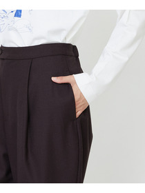 【LOISIR】ウール混ツイルストレッチジョッパーズパンツ 詳細画像 ブラック 30