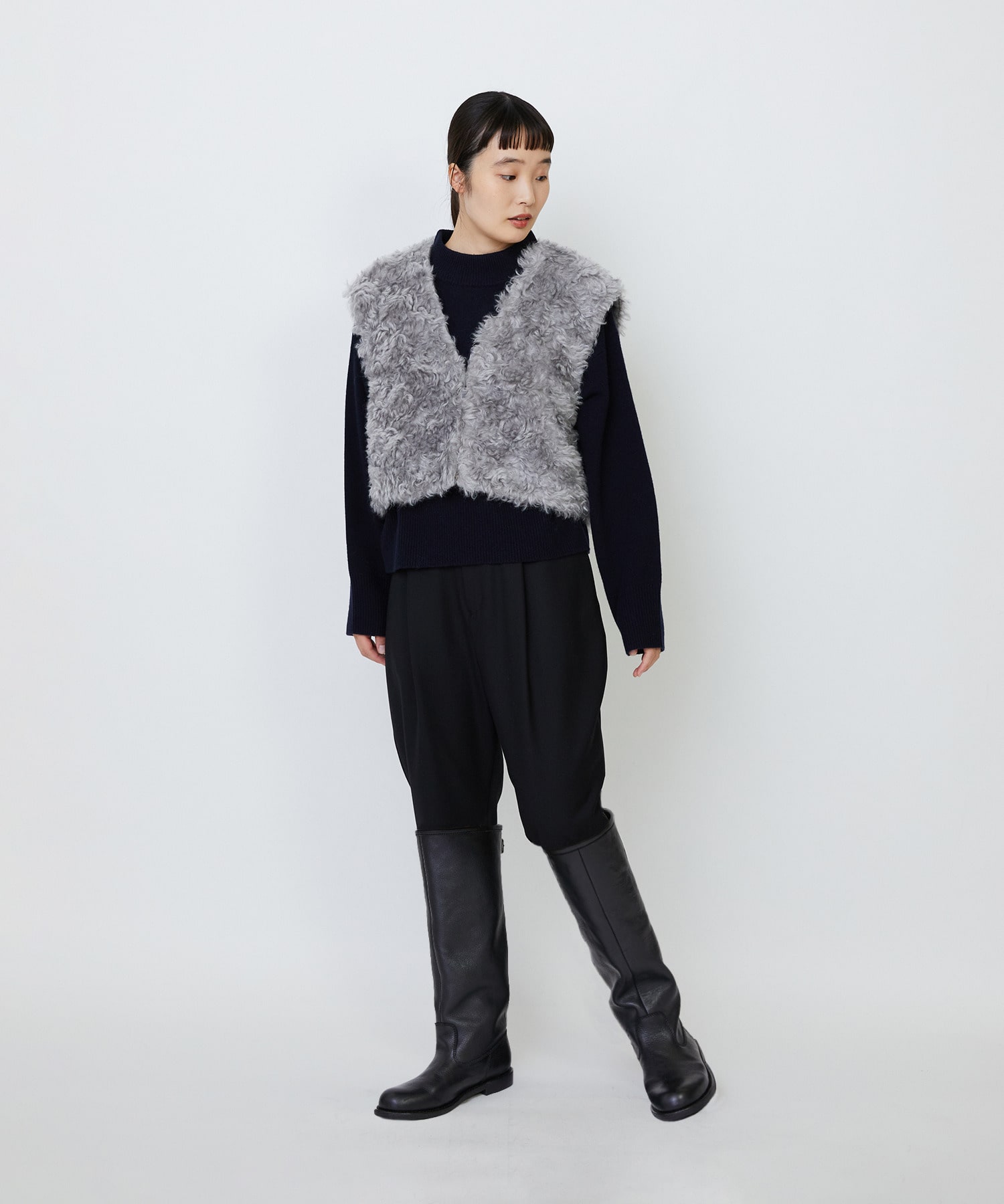 【LOISIR】ウール混ツイルストレッチジョッパーズパンツ 詳細画像 ブラック 11