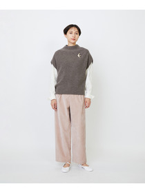 【LOISIR】｜2BUY10%OFF・3BUY20%OFF｜シャンブレーベルベットクロップドパンツ 詳細画像 ブラウン 1