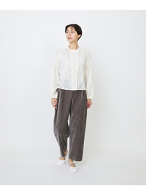 【LOISIR】｜2BUY10%OFF・3BUY20%OFF｜シャンブレーベルベットクロップドパンツ 詳細画像 ブラウン 10