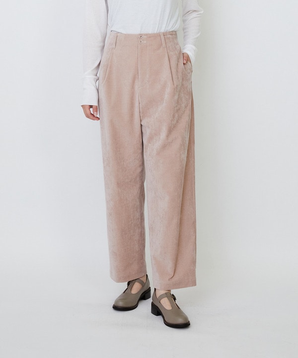 【LOISIR】｜2BUY10%OFF・3BUY20%OFF｜シャンブレーベルベットクロップドパンツ