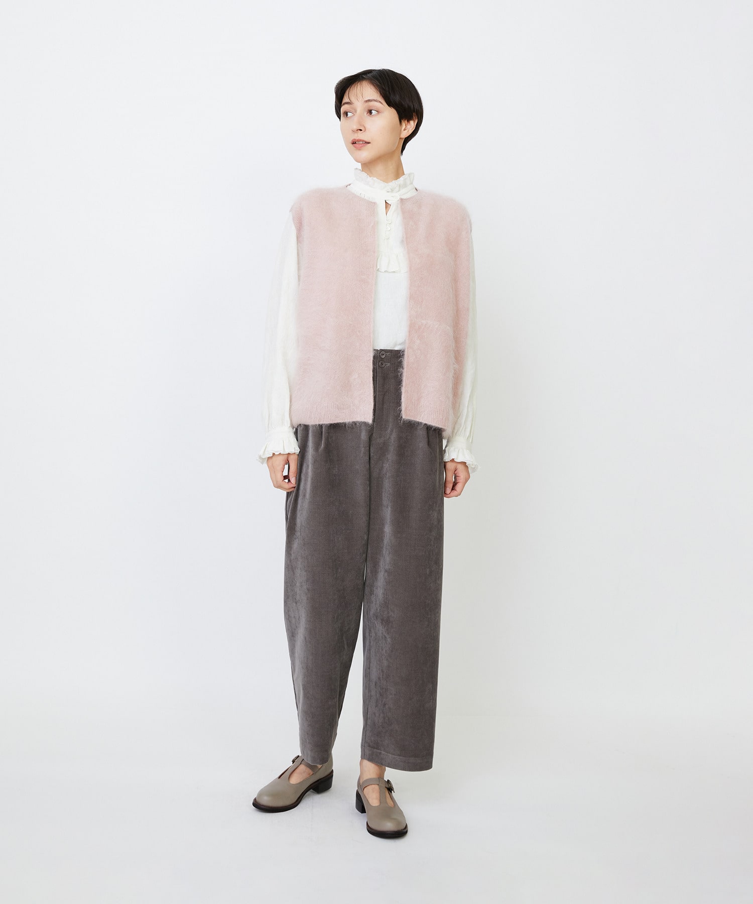 【LOISIR】｜2BUY10%OFF・3BUY20%OFF｜シャンブレーベルベットクロップドパンツ 詳細画像 ブラウン 11