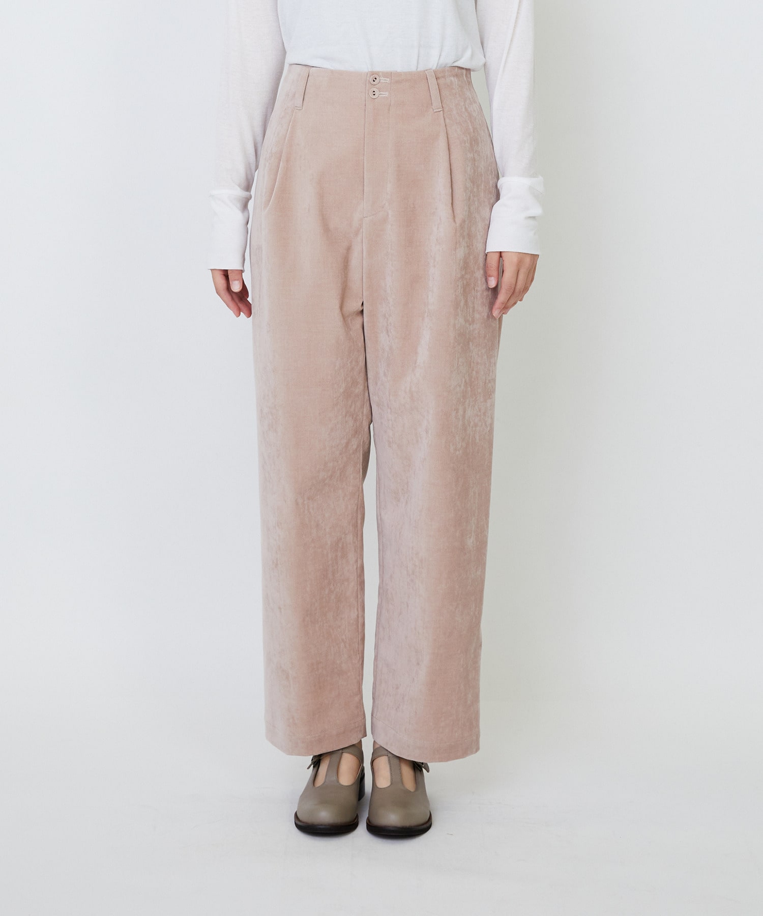 【LOISIR】｜2BUY10%OFF・3BUY20%OFF｜シャンブレーベルベットクロップドパンツ 詳細画像 ブラウン 7