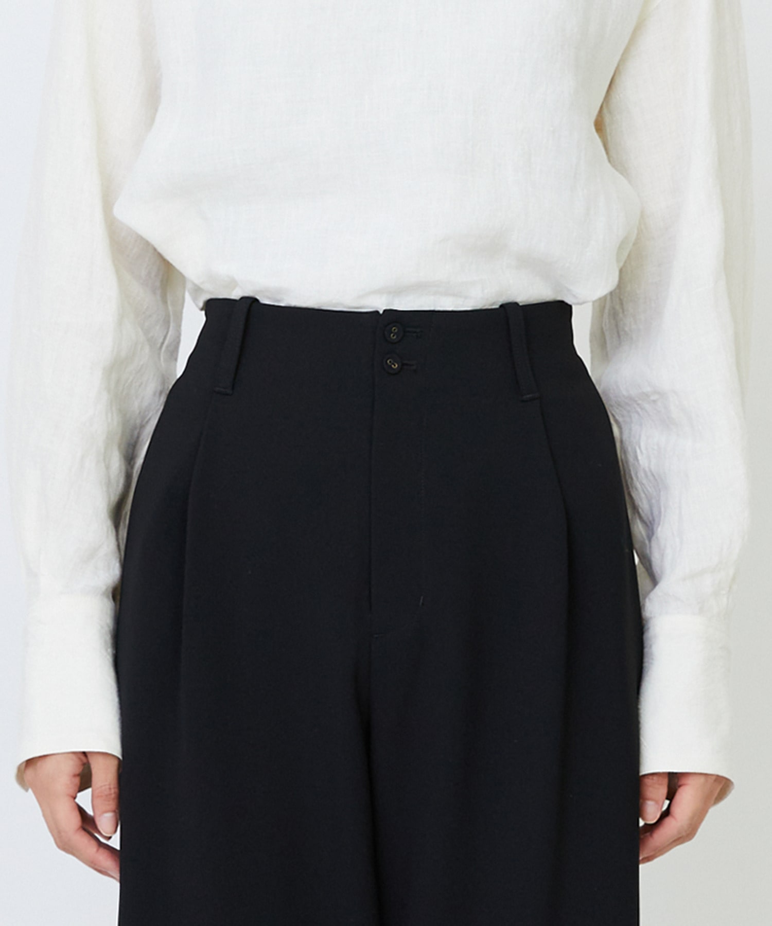 【LOISIR】エコダブルクロスクロップドパンツ 詳細画像 ブラック 10