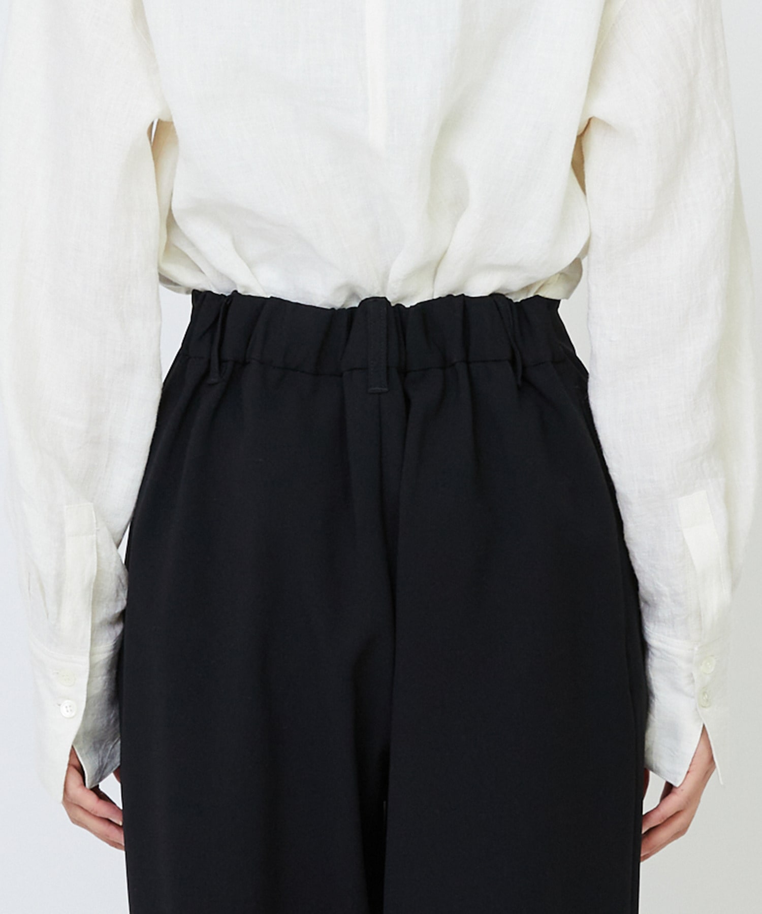 【LOISIR】エコダブルクロスクロップドパンツ 詳細画像 ブラック 11