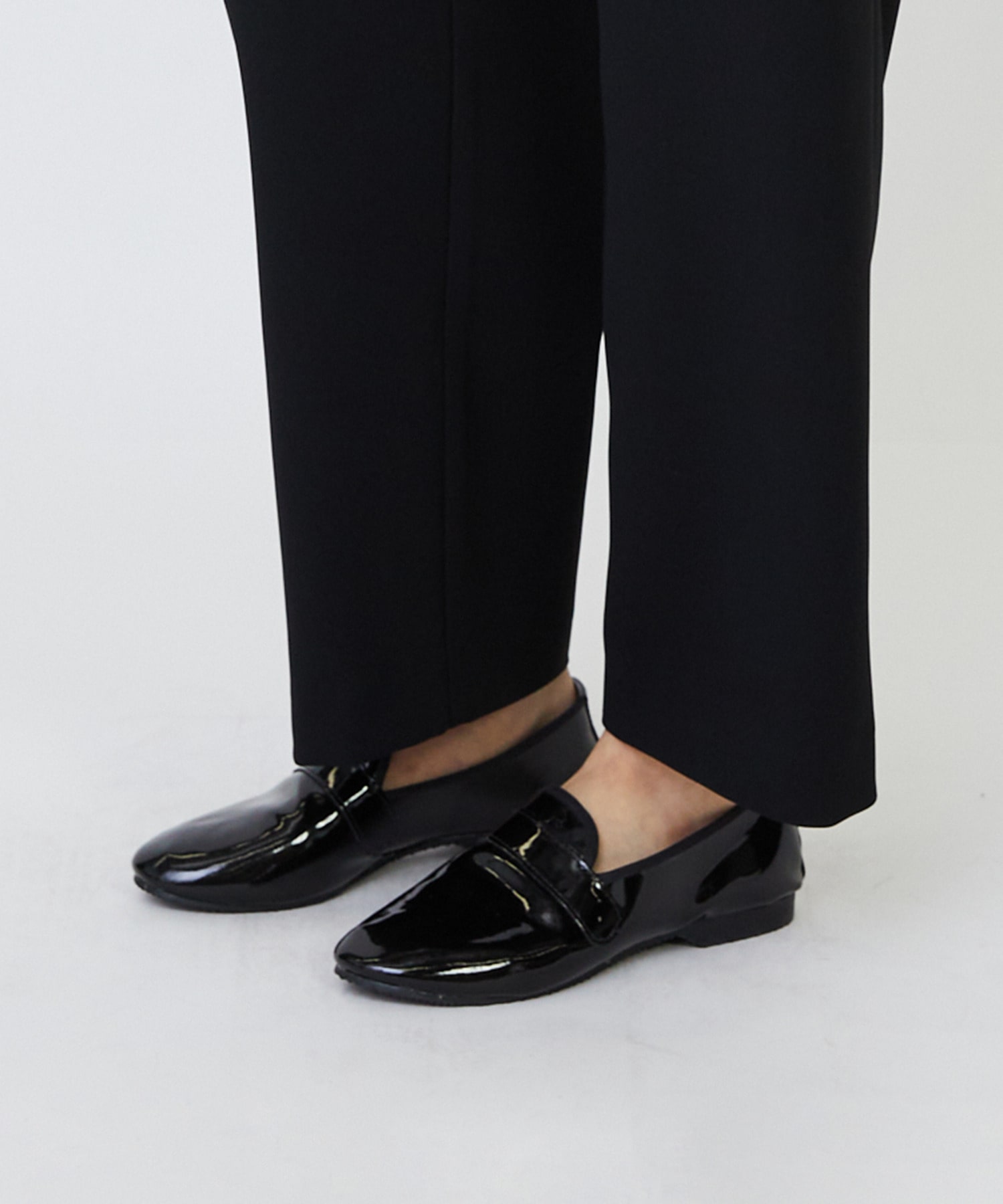 【LOISIR】エコダブルクロスクロップドパンツ 詳細画像 ブラック 13