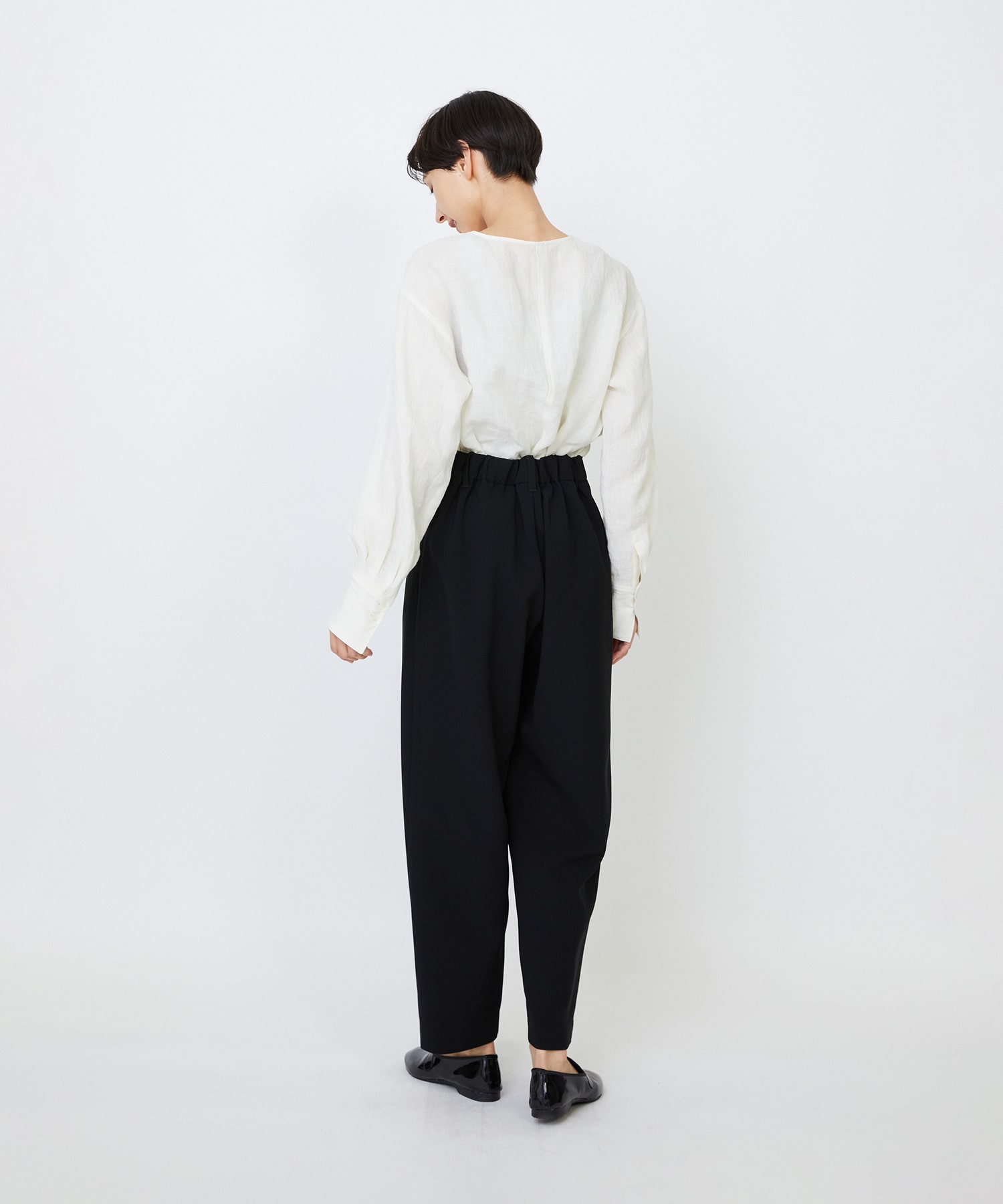 【LOISIR】エコダブルクロスクロップドパンツ 詳細画像 ブラック 6