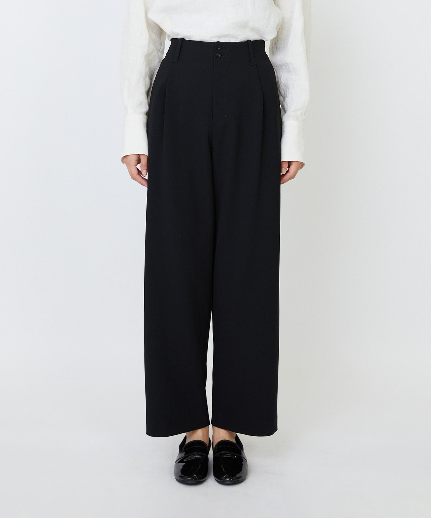 【LOISIR】エコダブルクロスクロップドパンツ 詳細画像 ブラック 7