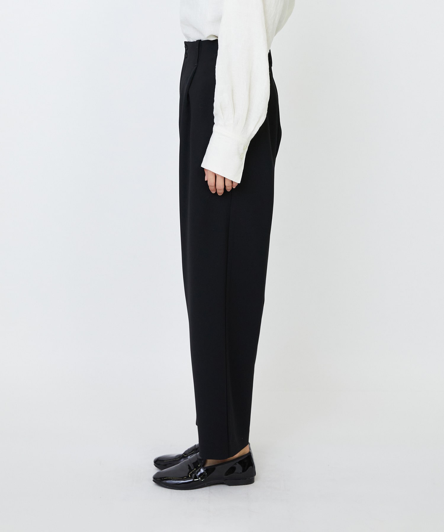 【LOISIR】エコダブルクロスクロップドパンツ 詳細画像 ブラック 8