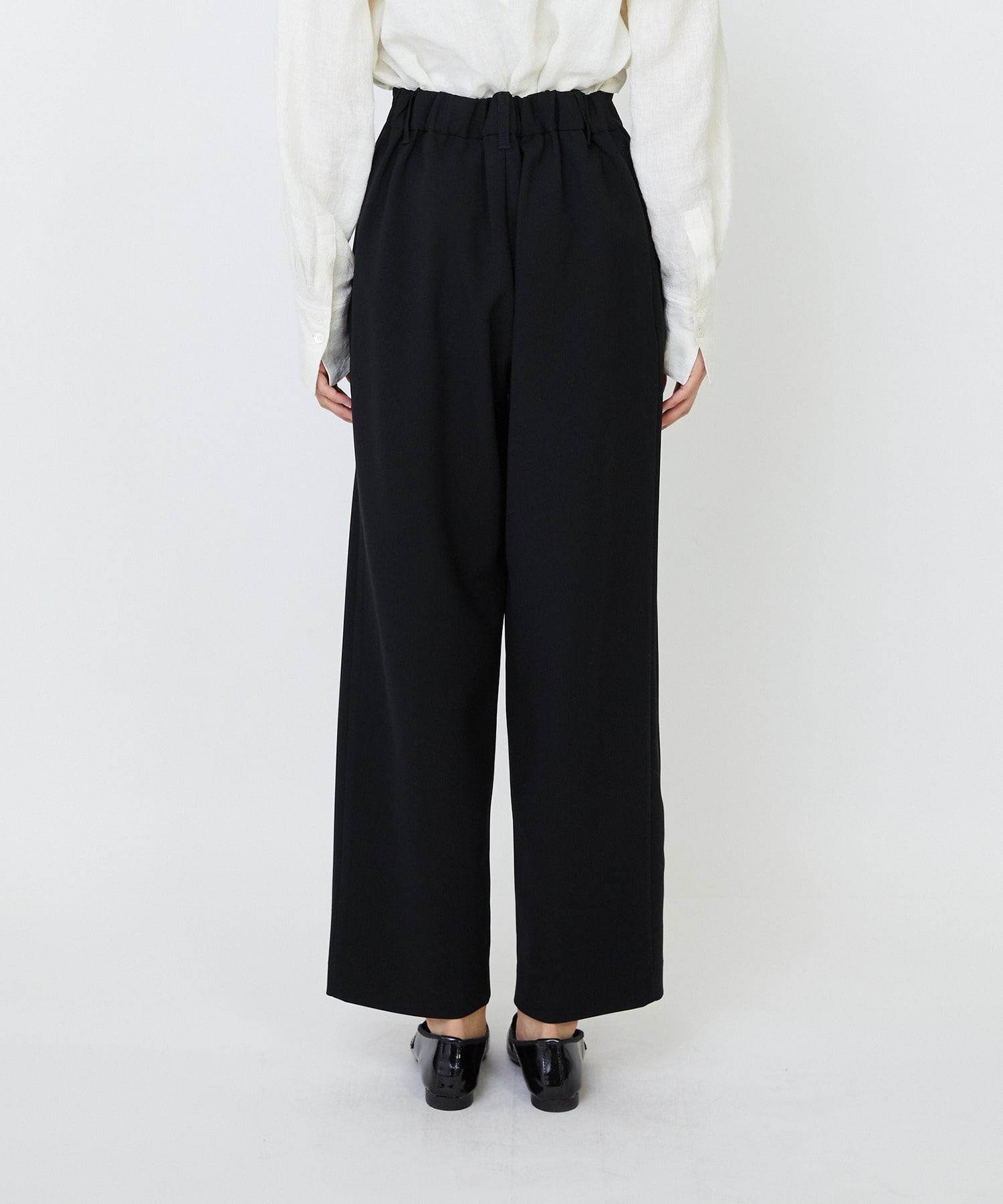 【LOISIR】エコダブルクロスクロップドパンツ 詳細画像 ブラック 9