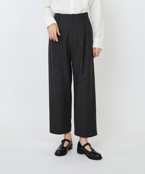 【LOISIR】エステルウールエターミンクロップドパンツ 詳細画像 ブラウン 1