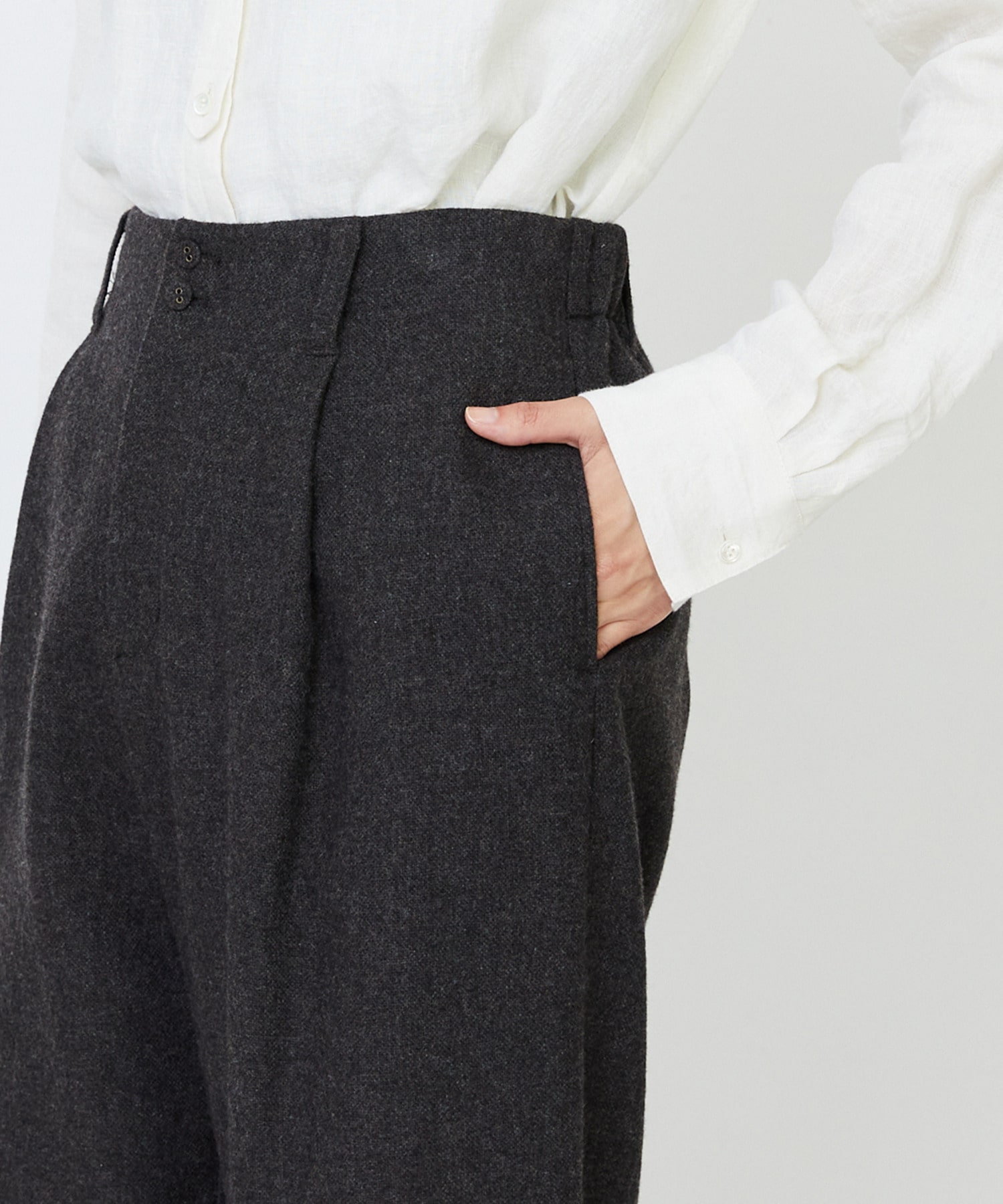 【LOISIR】エステルウールエターミンクロップドパンツ 詳細画像 ブラウン 11