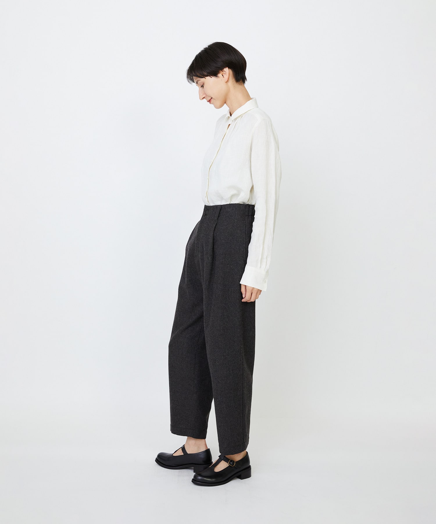 【LOISIR】エステルウールエターミンクロップドパンツ 詳細画像 ブラウン 4