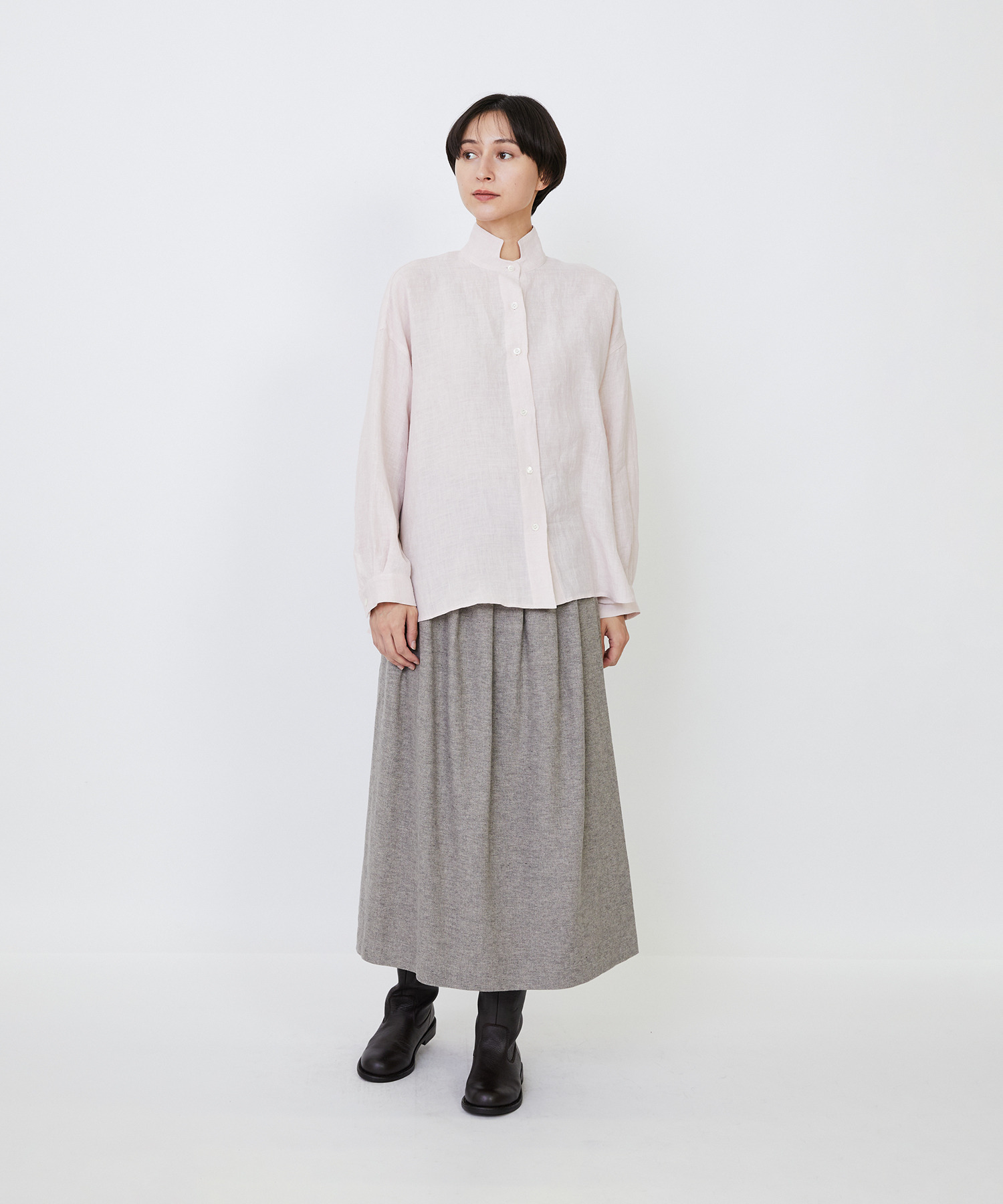【LOISIR】【MTサイズ有り】ギャバジンラップスカート 詳細画像 グレー 1