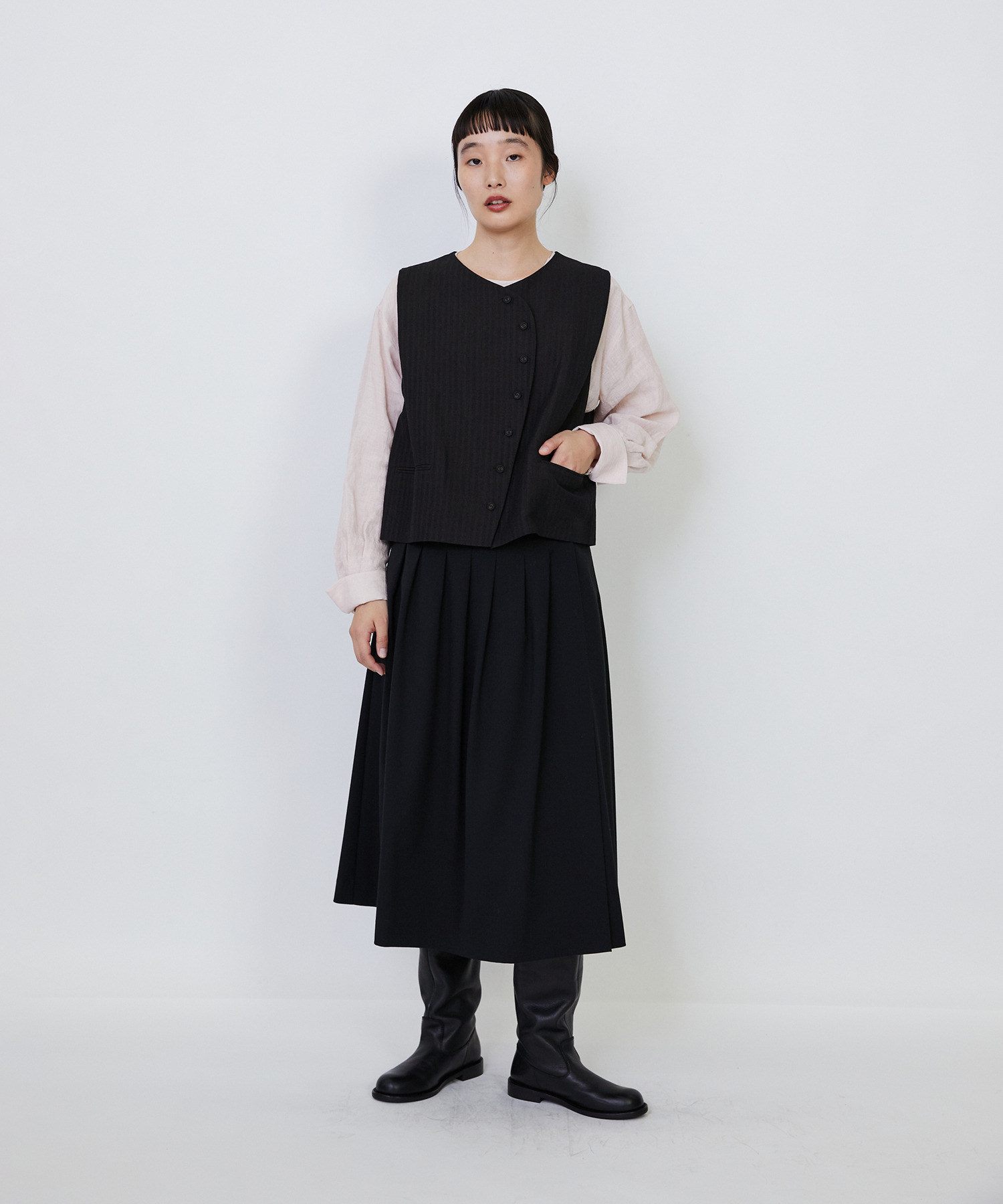 【LOISIR】【MTサイズ有り】ギャバジンラップスカート 詳細画像 グレー 11