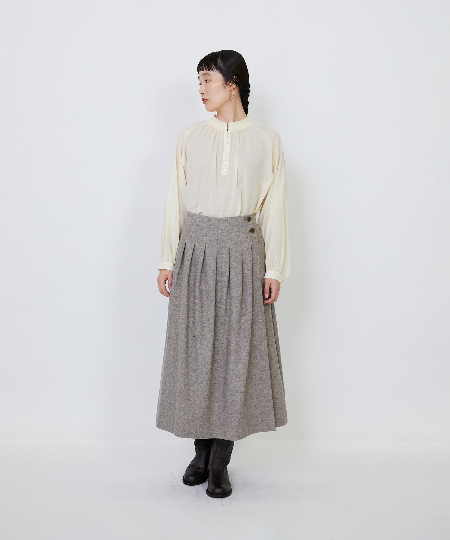 【LOISIR】【MTサイズ有り】ギャバジンラップスカート 詳細画像 グレー 2