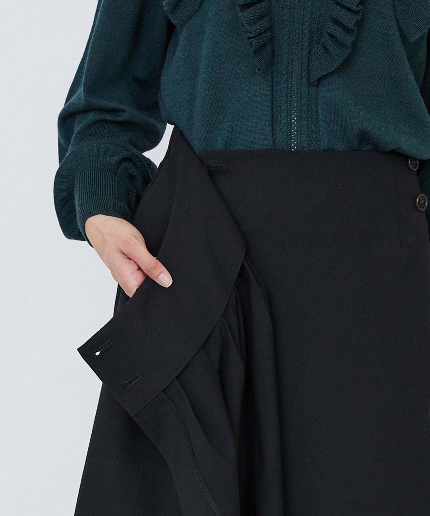 【LOISIR】【MTサイズ有り】ギャバジンラップスカート 詳細画像 グレー 23