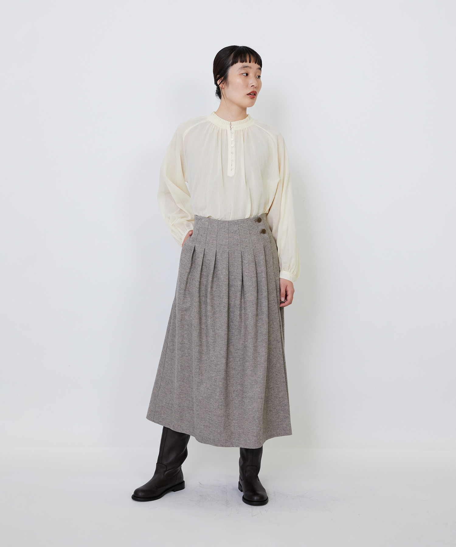 【LOISIR】【MTサイズ有り】ギャバジンラップスカート 詳細画像 グレー 3