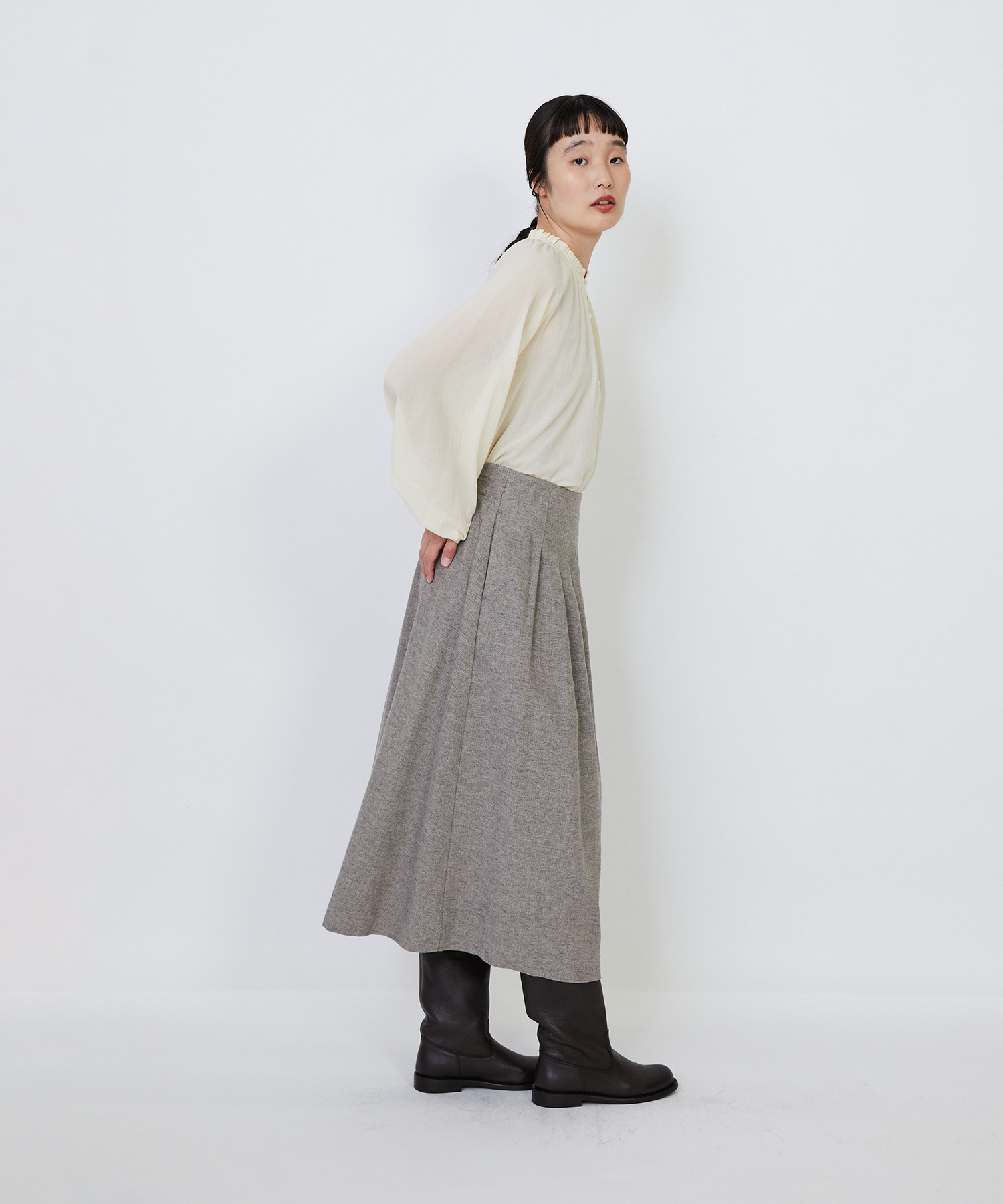 【LOISIR】【MTサイズ有り】ギャバジンラップスカート 詳細画像 グレー 5