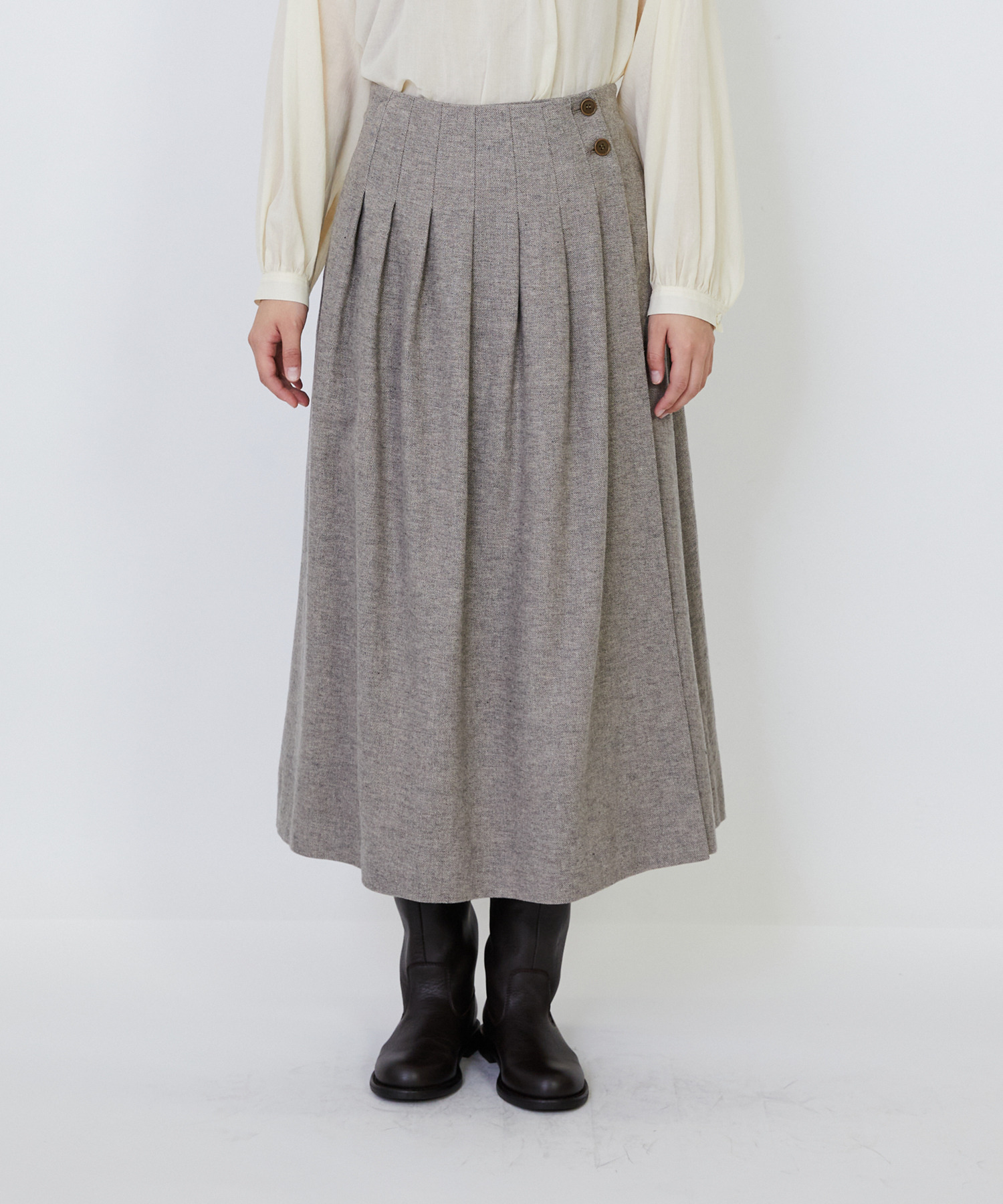 【LOISIR】【MTサイズ有り】ギャバジンラップスカート 詳細画像 グレー 7