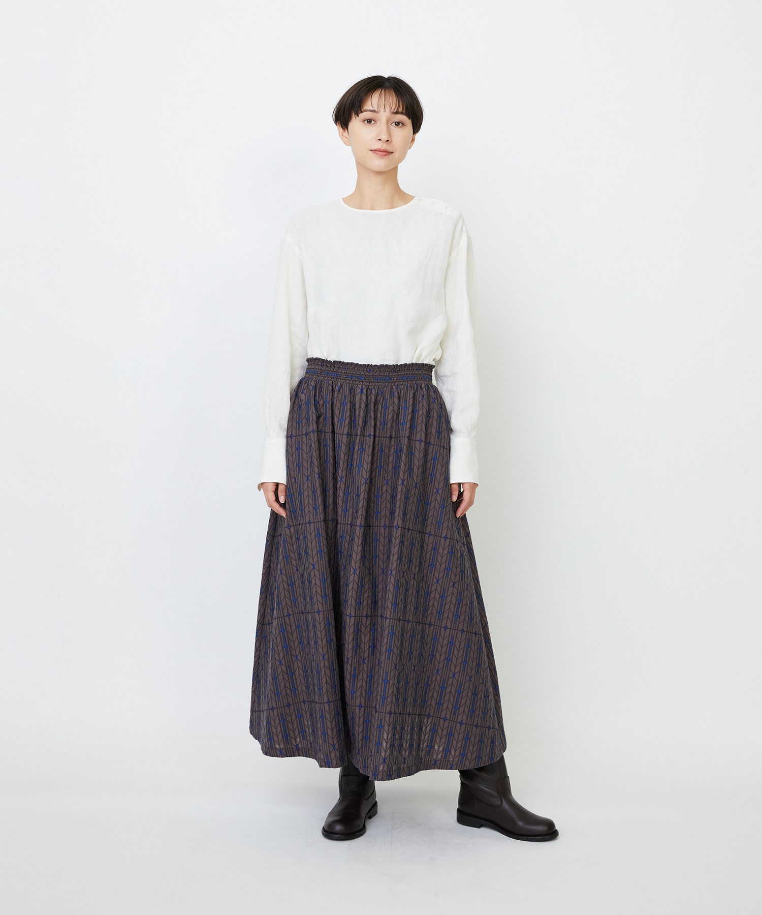 【LOISIR】オリジナルジャカードイージースカート 詳細画像 ブラウン系その他 14