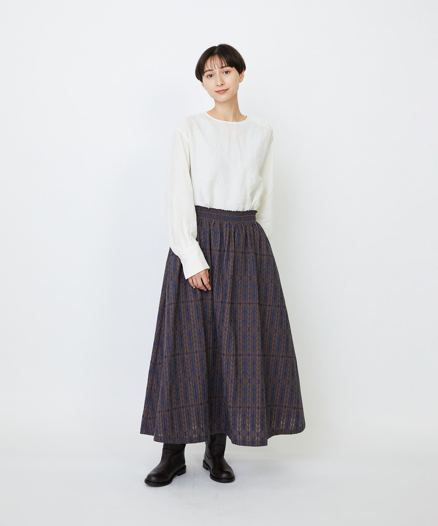 【LOISIR】オリジナルジャカードイージースカート 詳細画像 ブラウン系その他 15