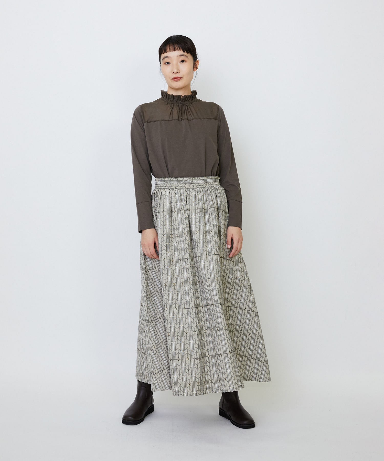 【LOISIR】オリジナルジャカードイージースカート 詳細画像 ブラウン系その他 5