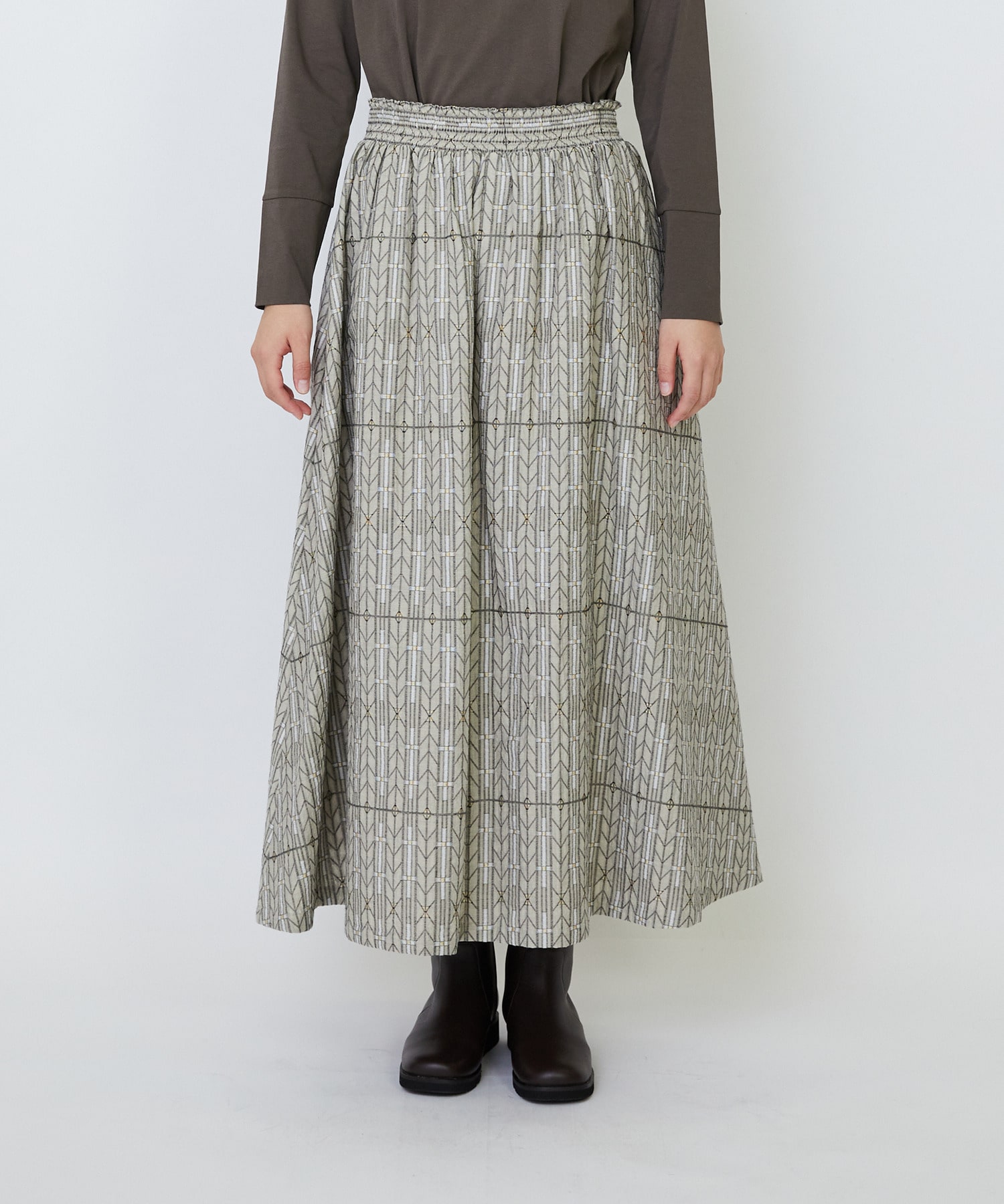 【LOISIR】オリジナルジャカードイージースカート 詳細画像 ブラウン系その他 8