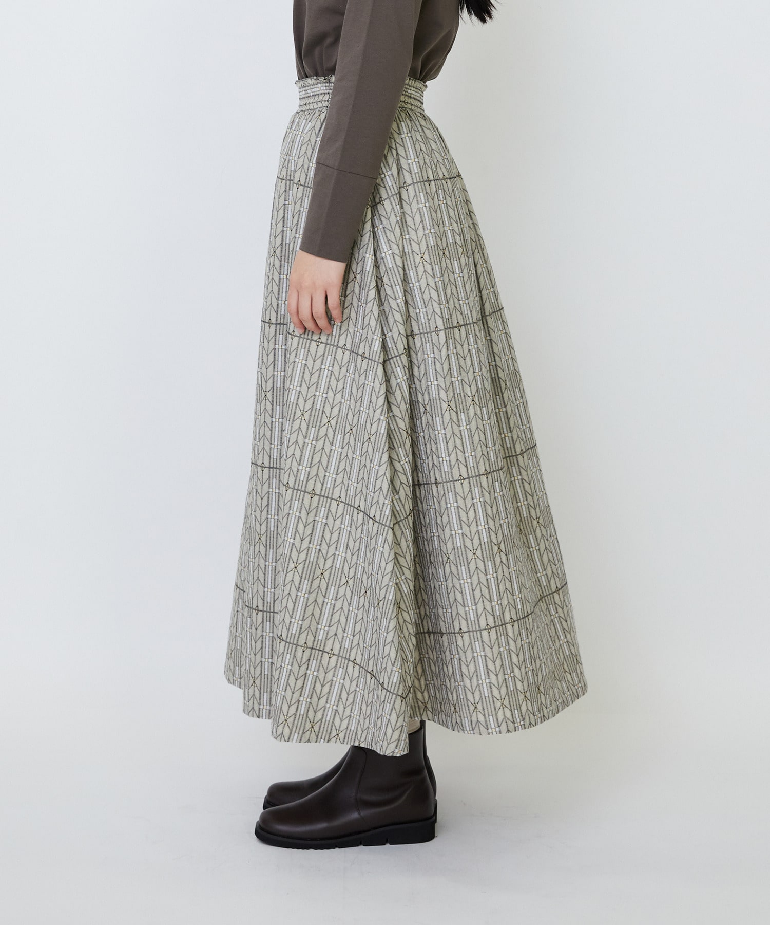 【LOISIR】オリジナルジャカードイージースカート 詳細画像 ブラウン系その他 9