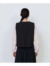 【LOISIR】ウールリネンヘリンボーンベスト 詳細画像 チャコールグレー 11