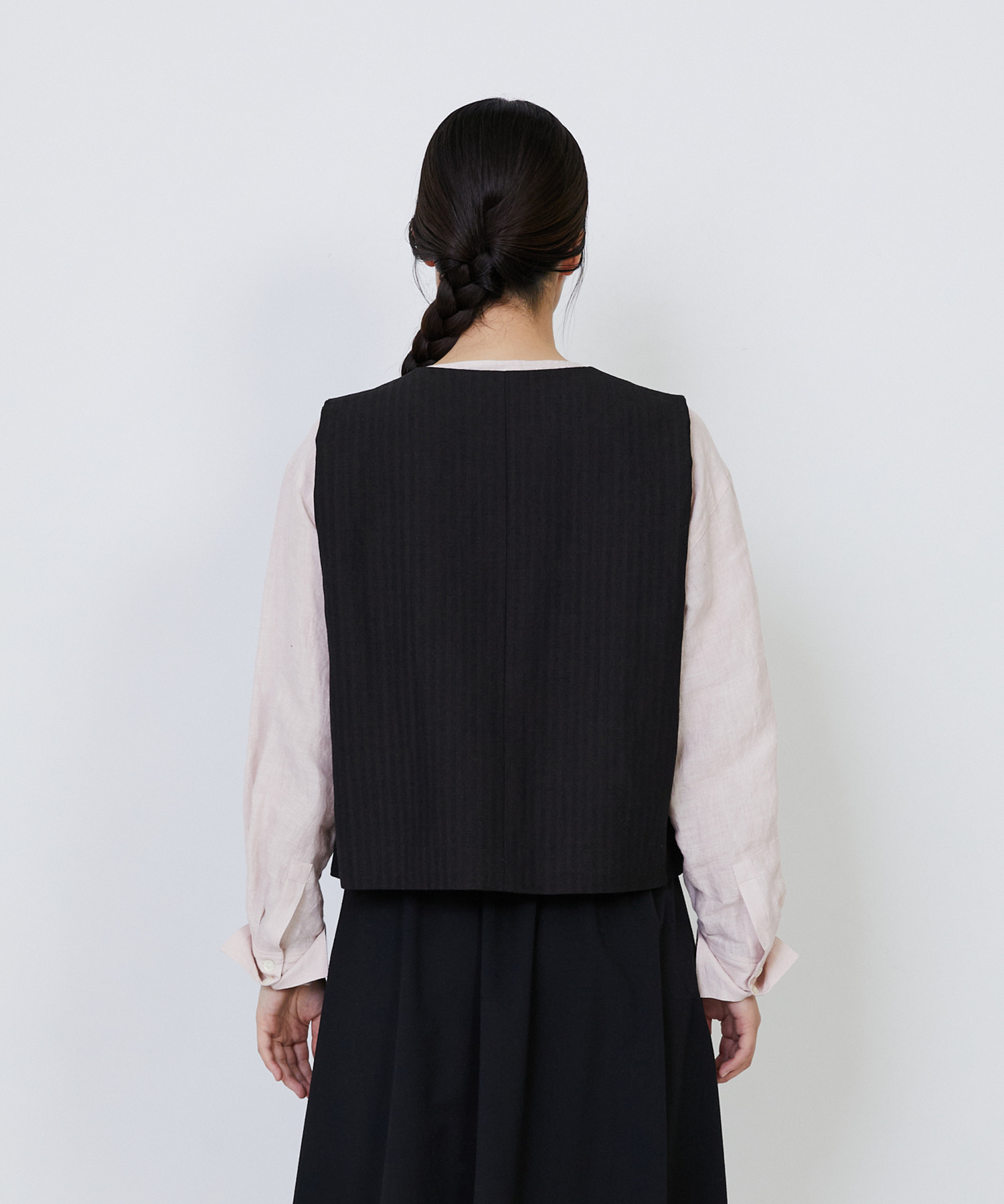 【LOISIR】ウールリネンヘリンボーンベスト 詳細画像 チャコールグレー 11