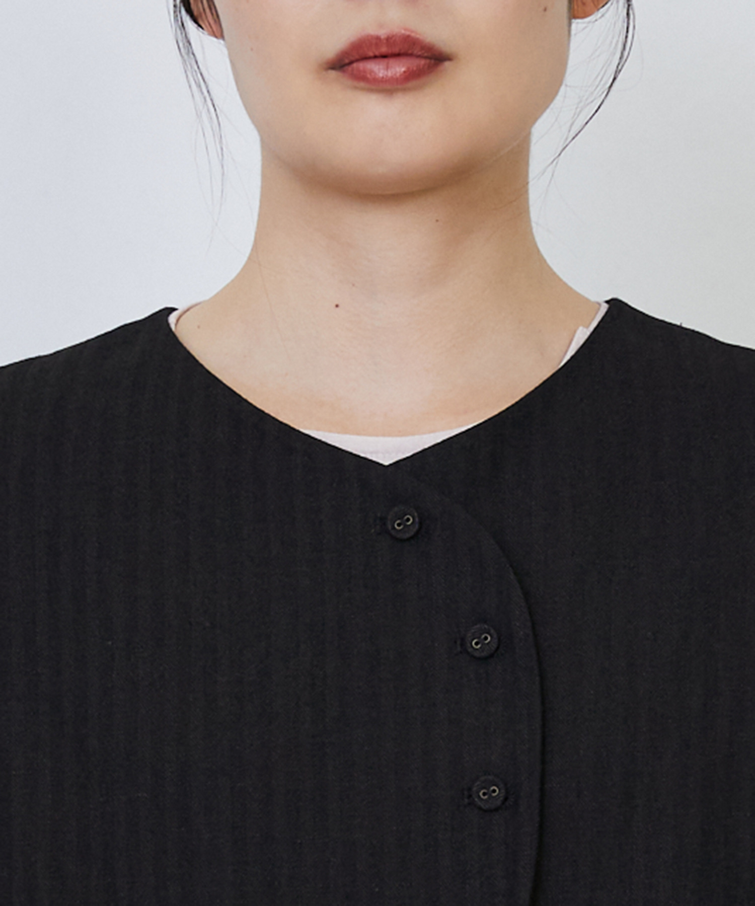 【LOISIR】ウールリネンヘリンボーンベスト 詳細画像 チャコールグレー 12