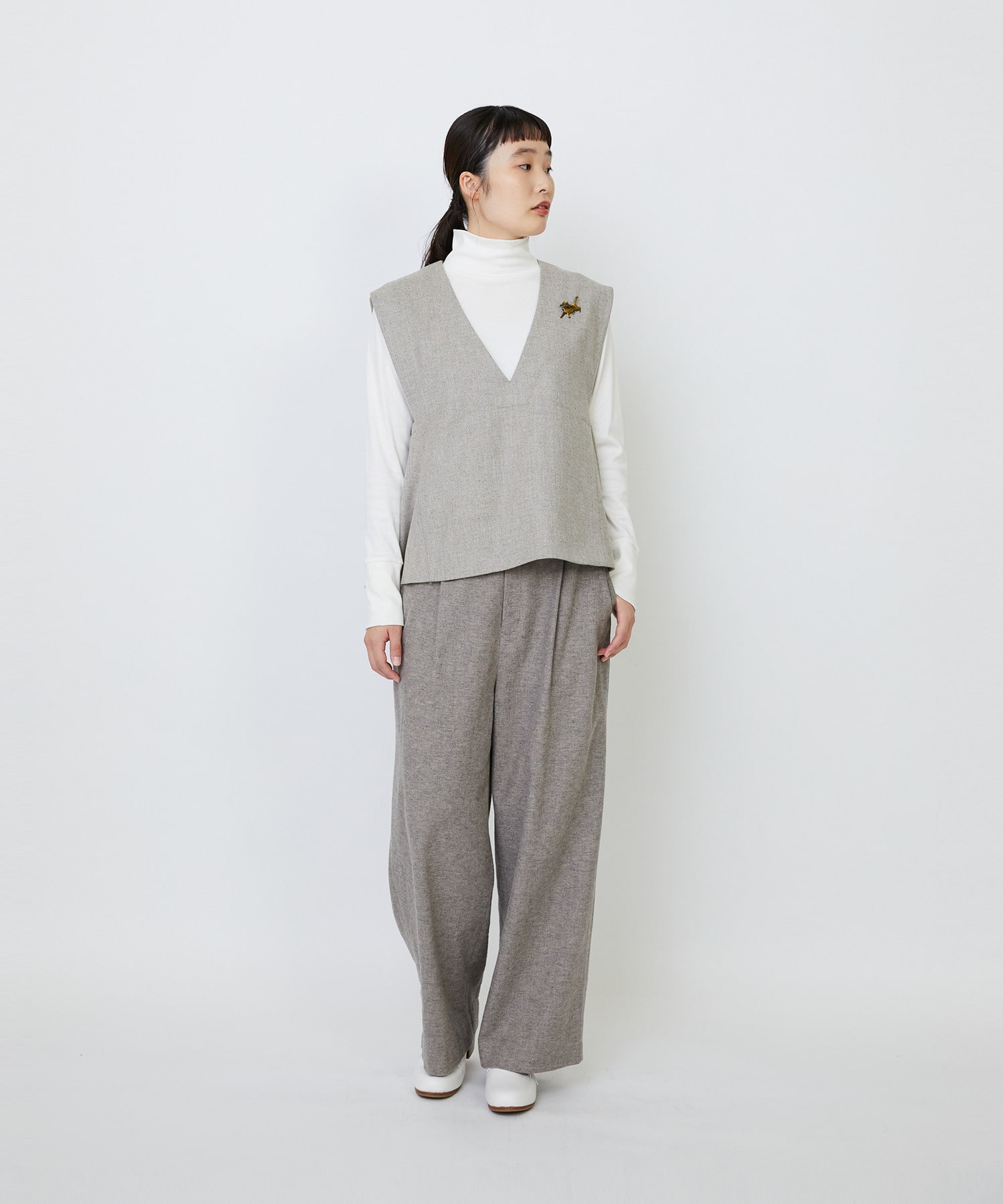 【LOISIR】クラシカルツイードAラインベスト 詳細画像 ベージュ系その他 1