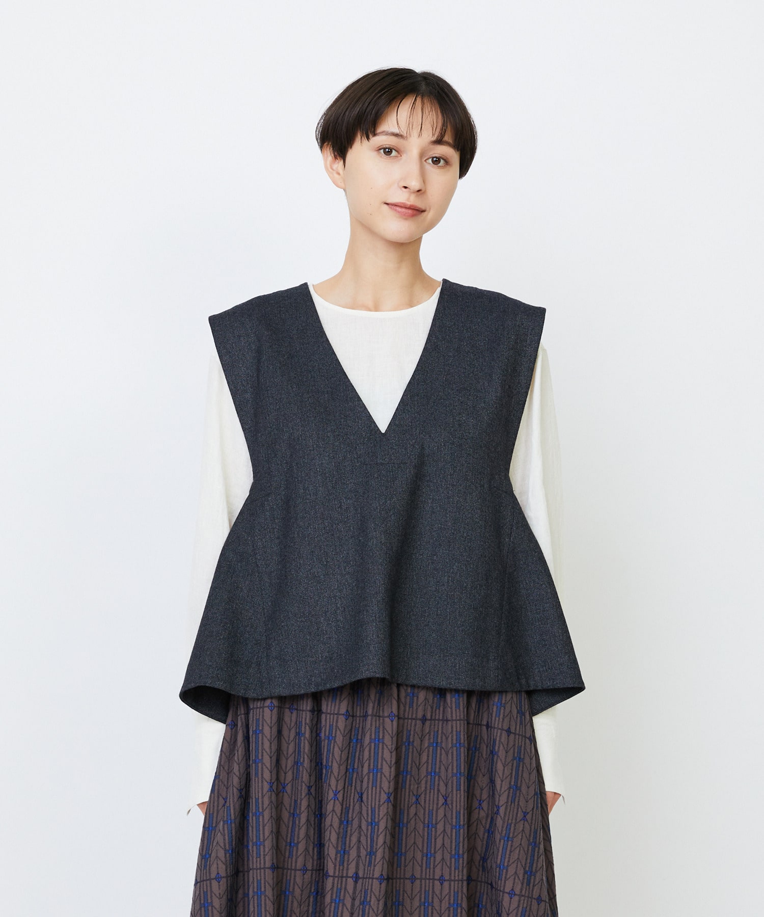 【LOISIR】クラシカルツイードAラインベスト 詳細画像 グレー系その他 1