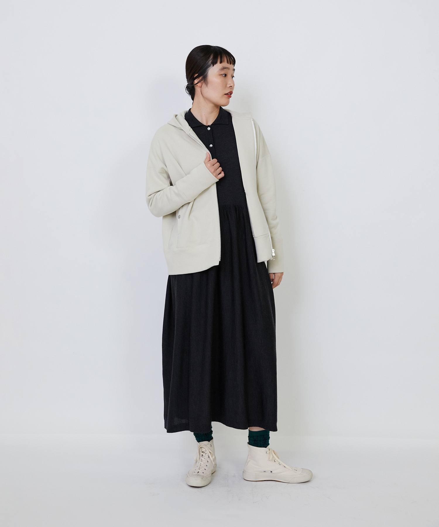 【LOISIR】｜2BUY10%OFF・3BUY20%OFF｜ウール梳毛天竺ポロワンピース 詳細画像 チャコールグレー 19