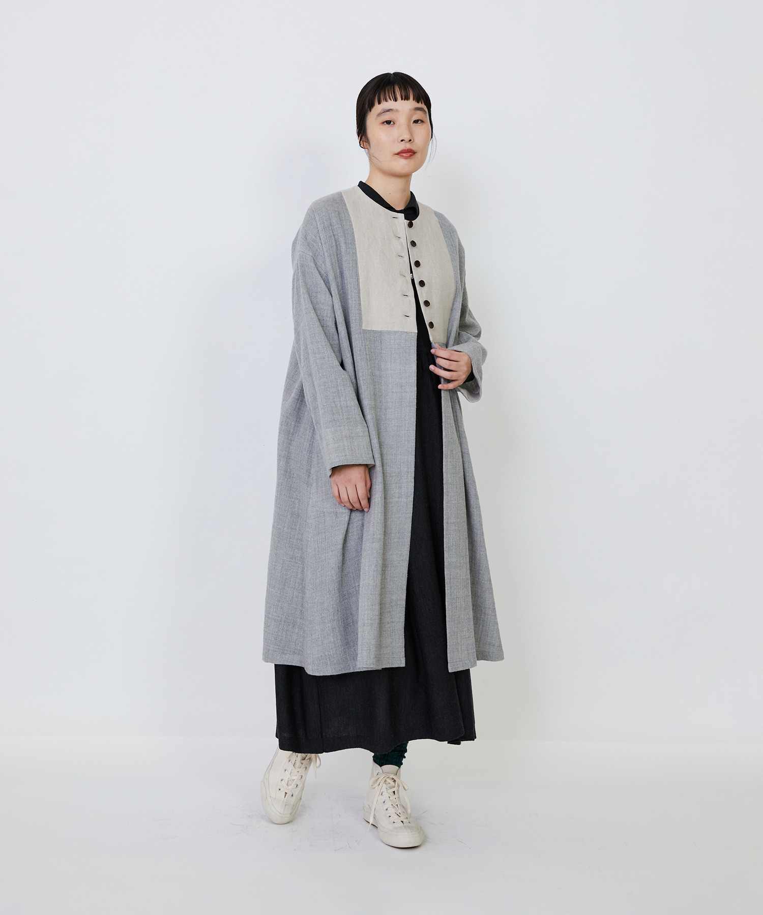 【LOISIR】｜2BUY10%OFF・3BUY20%OFF｜ウール梳毛天竺ポロワンピース 詳細画像 チャコールグレー 20