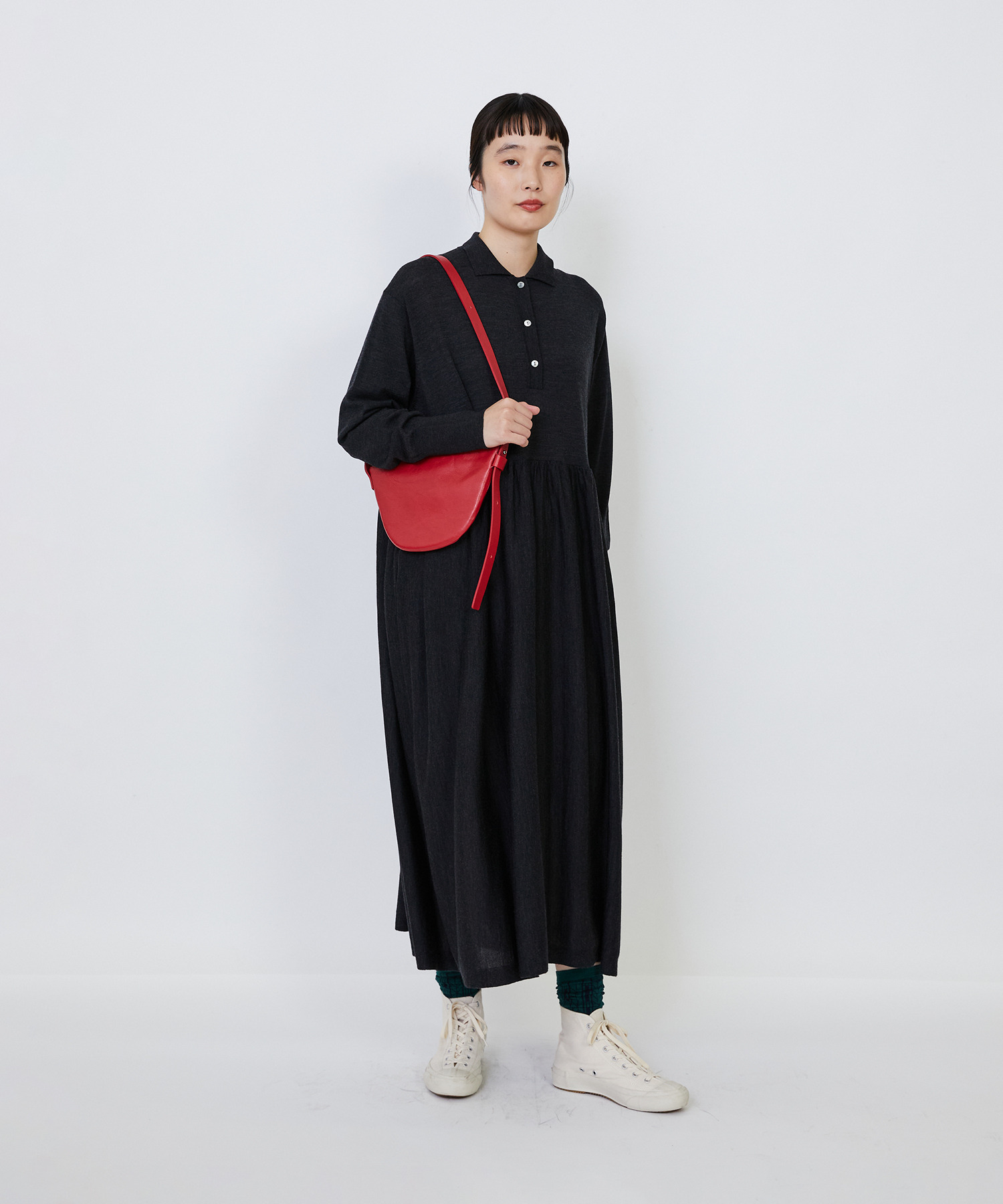 【LOISIR】｜2BUY10%OFF・3BUY20%OFF｜ウール梳毛天竺ポロワンピース 詳細画像 チャコールグレー 21