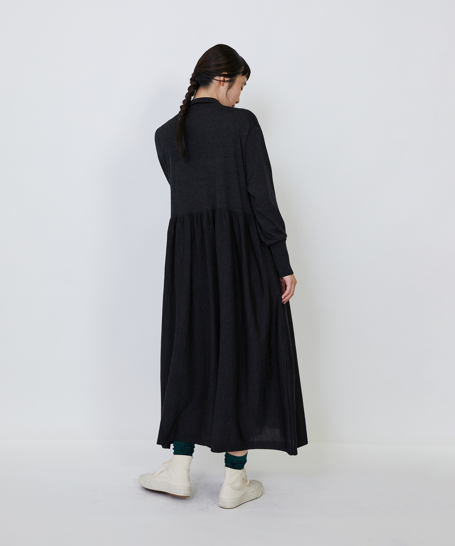 【LOISIR】｜2BUY10%OFF・3BUY20%OFF｜ウール梳毛天竺ポロワンピース 詳細画像 チャコールグレー 24