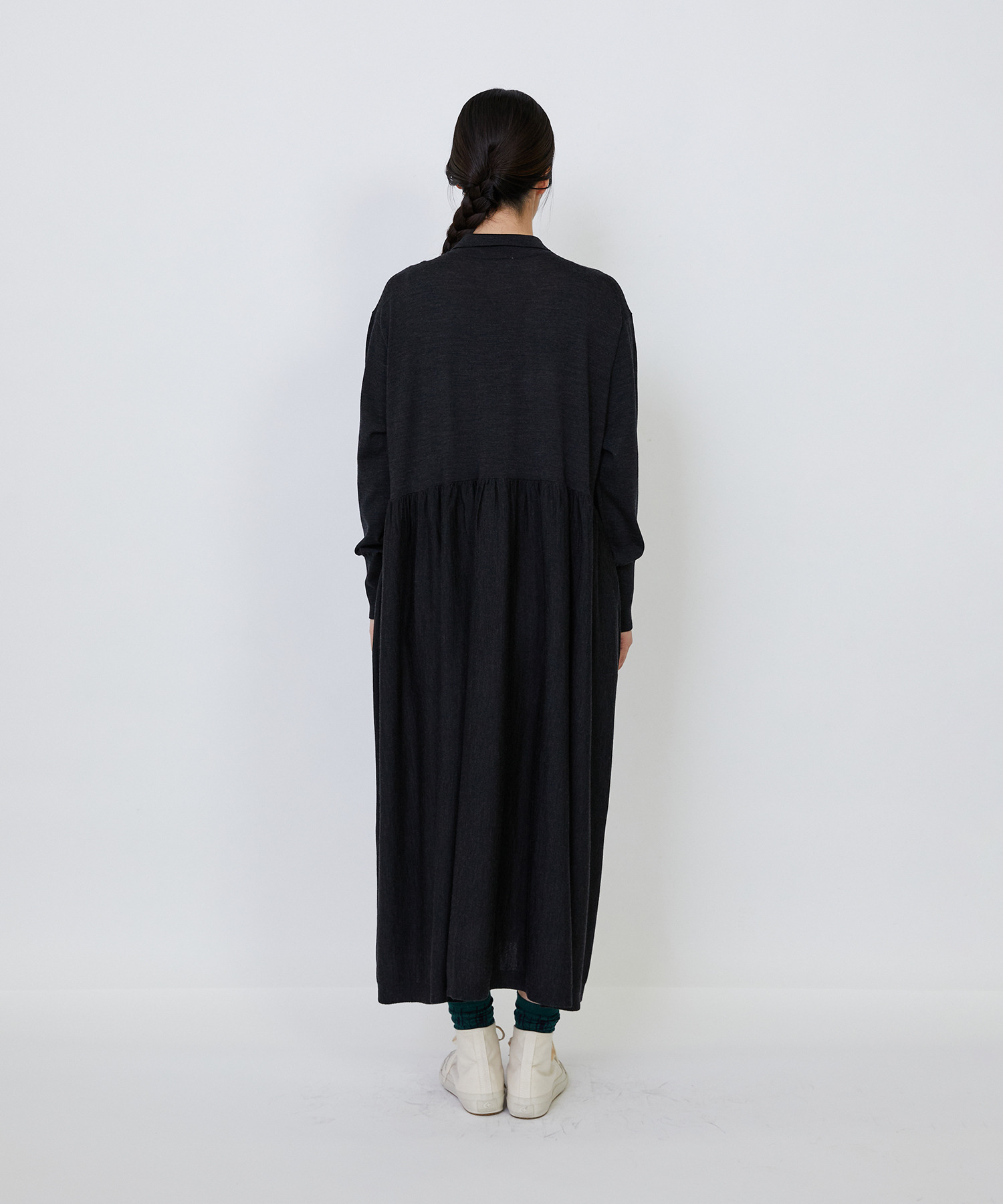 【LOISIR】｜2BUY10%OFF・3BUY20%OFF｜ウール梳毛天竺ポロワンピース 詳細画像 チャコールグレー 27