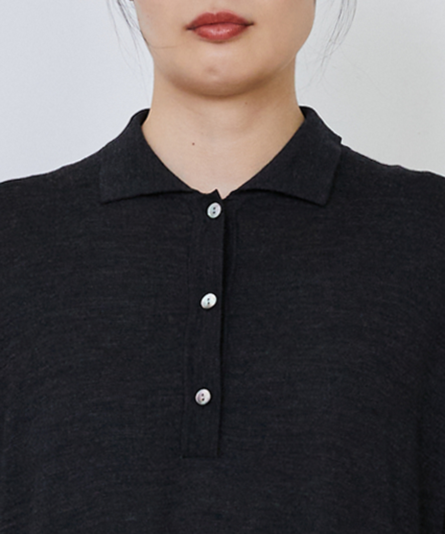 【LOISIR】｜2BUY10%OFF・3BUY20%OFF｜ウール梳毛天竺ポロワンピース 詳細画像 チャコールグレー 28