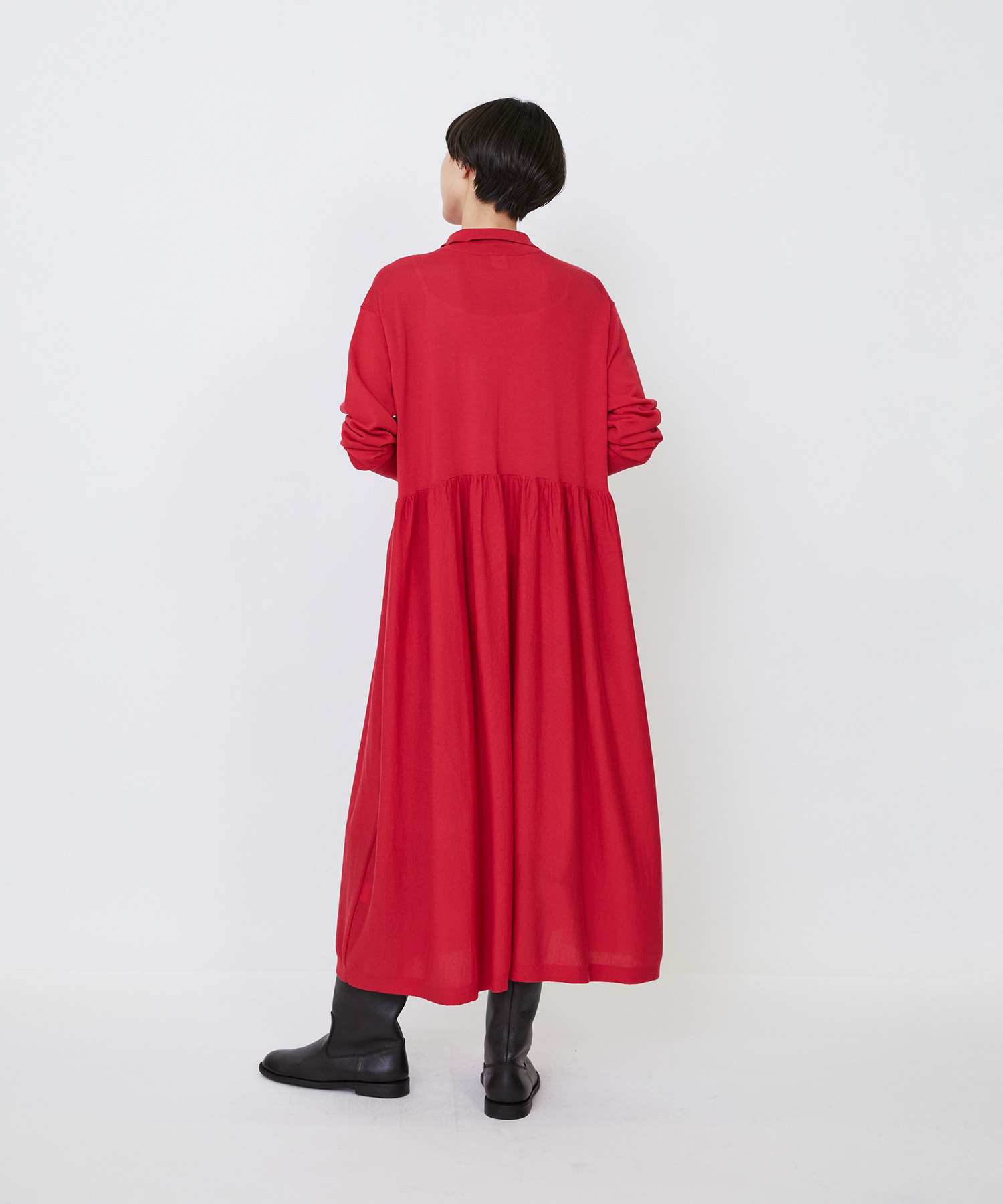 【LOISIR】｜2BUY10%OFF・3BUY20%OFF｜ウール梳毛天竺ポロワンピース 詳細画像 チャコールグレー 7