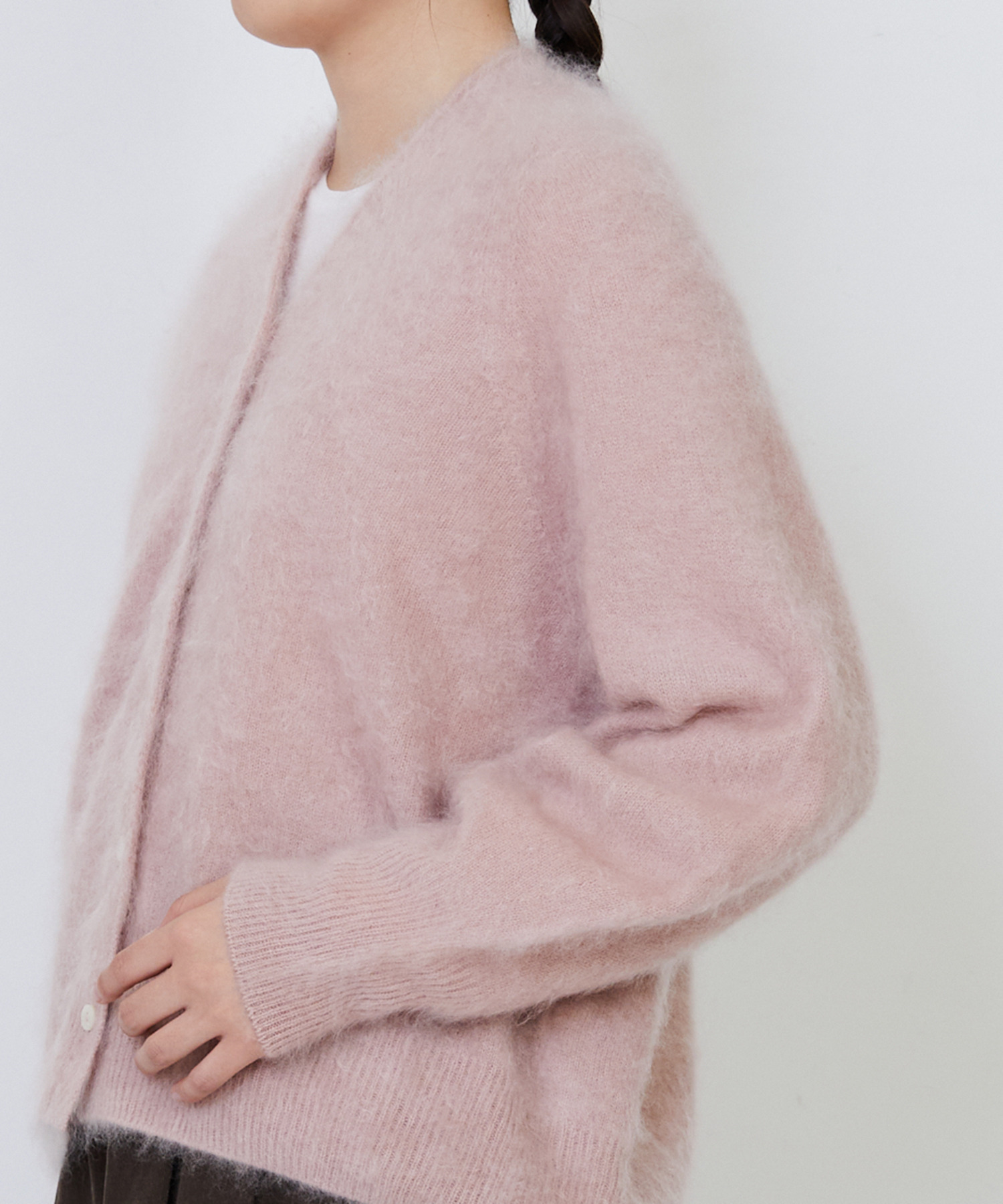 【LOISIR】カシミヤファー加工カーディガン 詳細画像 グレー 20