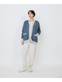 【LOISIR】【リバーシブル・ユニセックス】コットンダブルジャカードカーディガン 詳細画像 ブラック 1